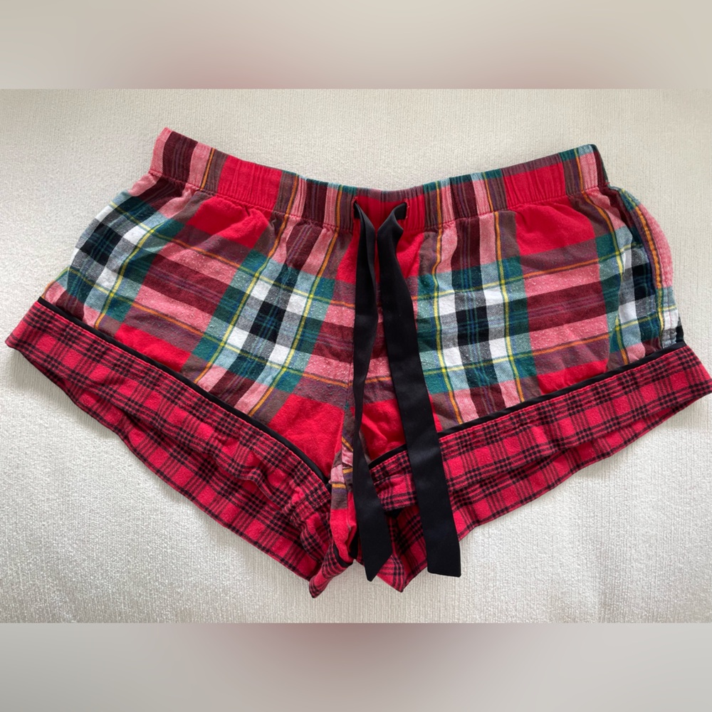 Victoria's Secret Red and Green Plaid Lounge Shorts